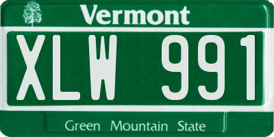 VT license plate XLW991