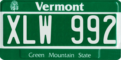 VT license plate XLW992