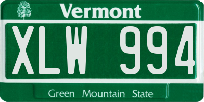 VT license plate XLW994