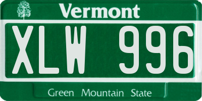 VT license plate XLW996