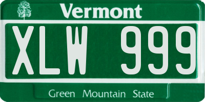 VT license plate XLW999
