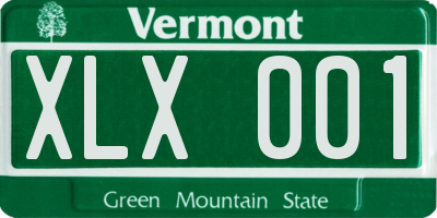 VT license plate XLX001