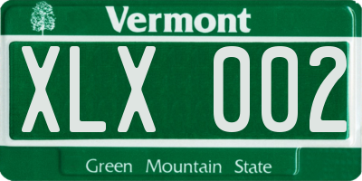VT license plate XLX002