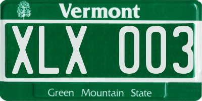 VT license plate XLX003