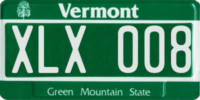 VT license plate XLX008