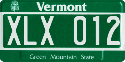VT license plate XLX012