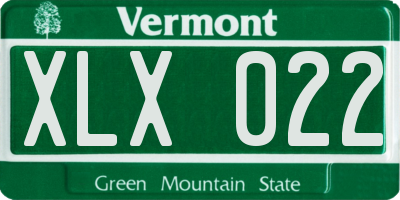 VT license plate XLX022