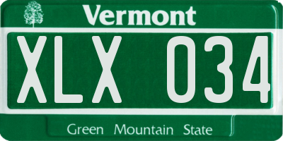 VT license plate XLX034
