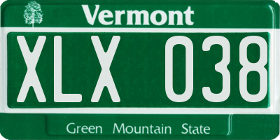 VT license plate XLX038