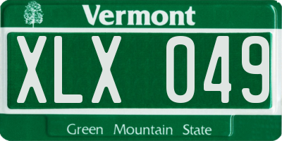 VT license plate XLX049