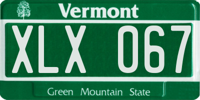 VT license plate XLX067