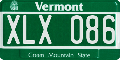VT license plate XLX086