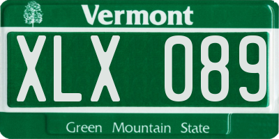 VT license plate XLX089
