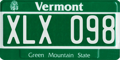 VT license plate XLX098