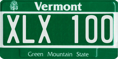 VT license plate XLX100
