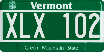 VT license plate XLX102