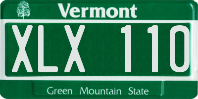 VT license plate XLX110