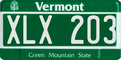 VT license plate XLX203