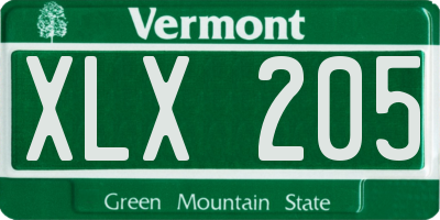 VT license plate XLX205