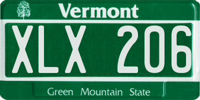 VT license plate XLX206