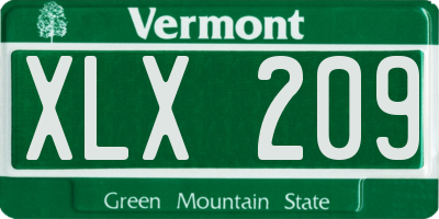 VT license plate XLX209