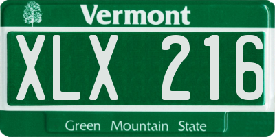 VT license plate XLX216