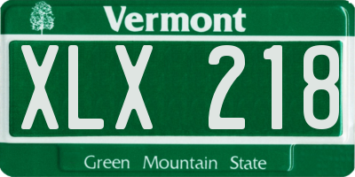 VT license plate XLX218