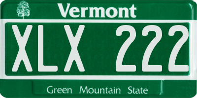 VT license plate XLX222