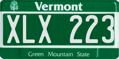 VT license plate XLX223