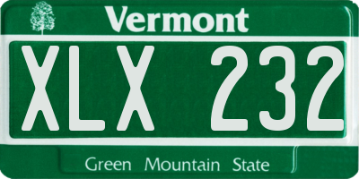 VT license plate XLX232