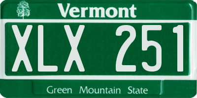 VT license plate XLX251