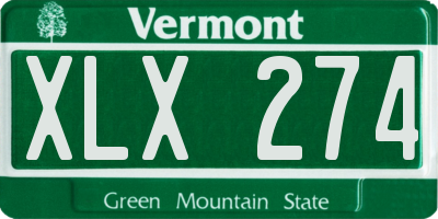 VT license plate XLX274