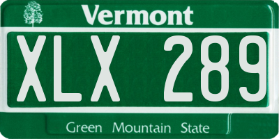VT license plate XLX289