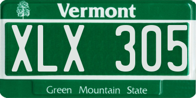 VT license plate XLX305