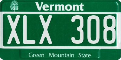 VT license plate XLX308