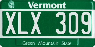 VT license plate XLX309