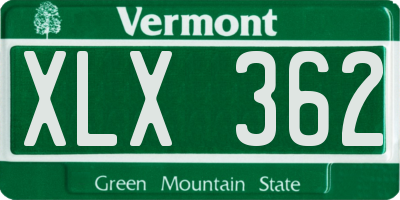VT license plate XLX362