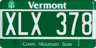 VT license plate XLX378