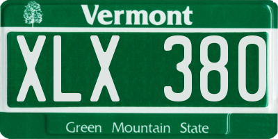 VT license plate XLX380
