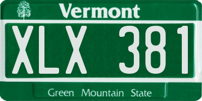 VT license plate XLX381