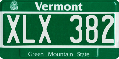 VT license plate XLX382