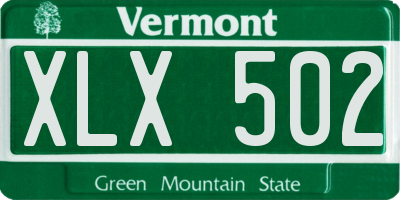 VT license plate XLX502