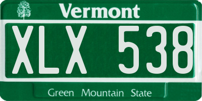 VT license plate XLX538