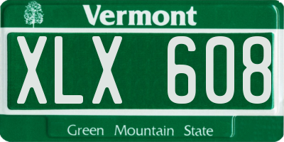 VT license plate XLX608