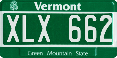 VT license plate XLX662