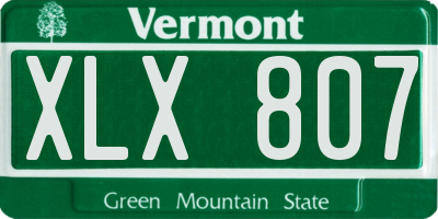 VT license plate XLX807