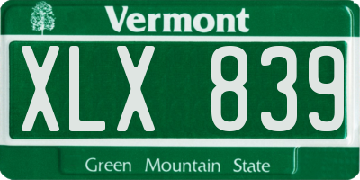 VT license plate XLX839