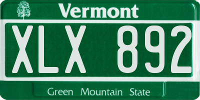 VT license plate XLX892