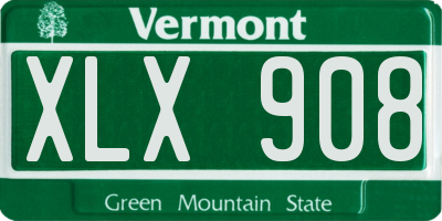 VT license plate XLX908