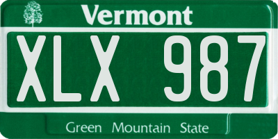 VT license plate XLX987